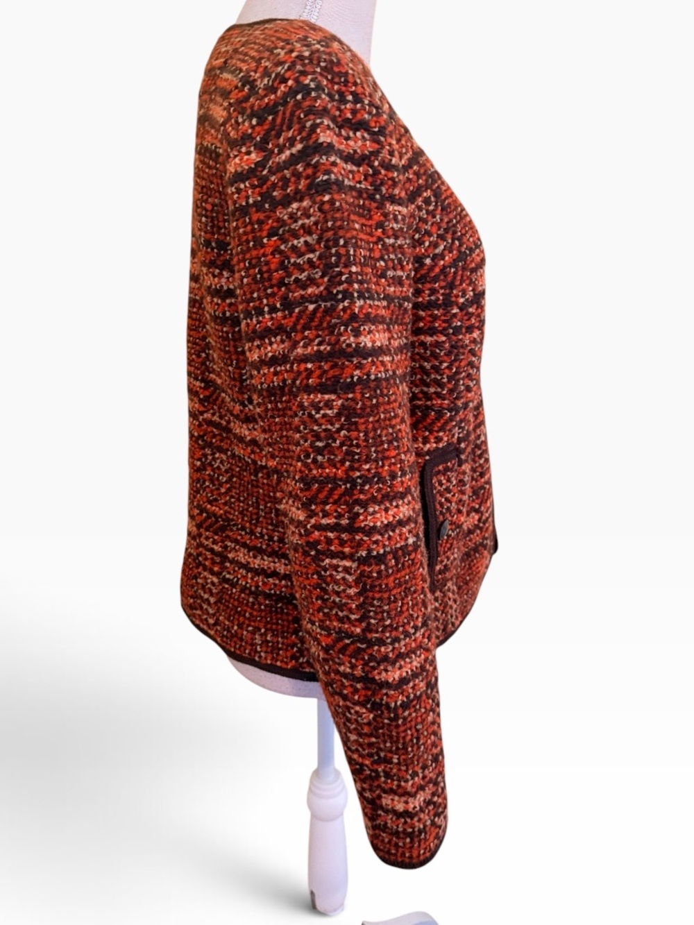 Talbots Rust/Brown Multi Tweed Zip-Front Jacket 10 - Picture 4 of 7